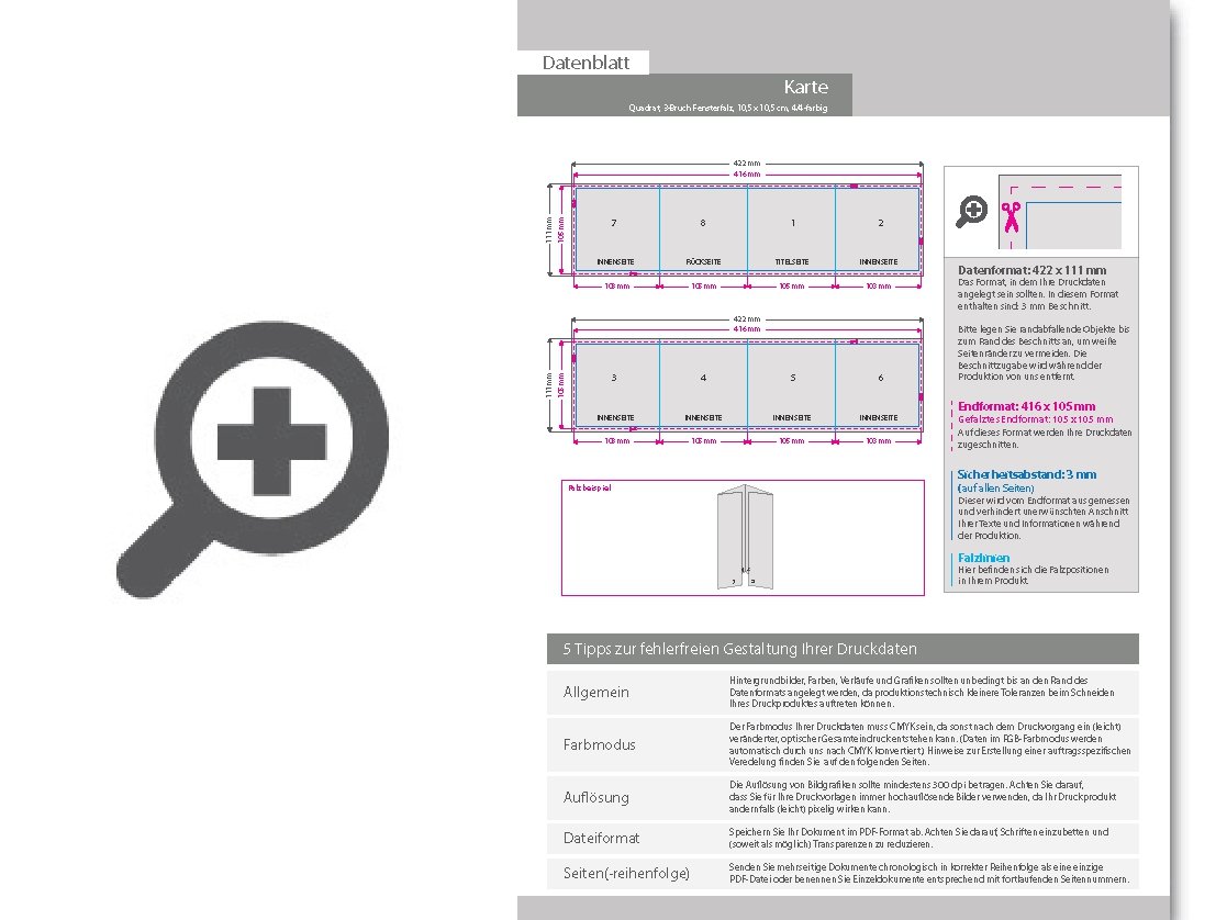 Product Bild hochzeitskarte__gefalzt_auf_quadrat_10_5_cm_x_10_5_cm__vertikaler_3-bruch_fensterfalz__8-seitig